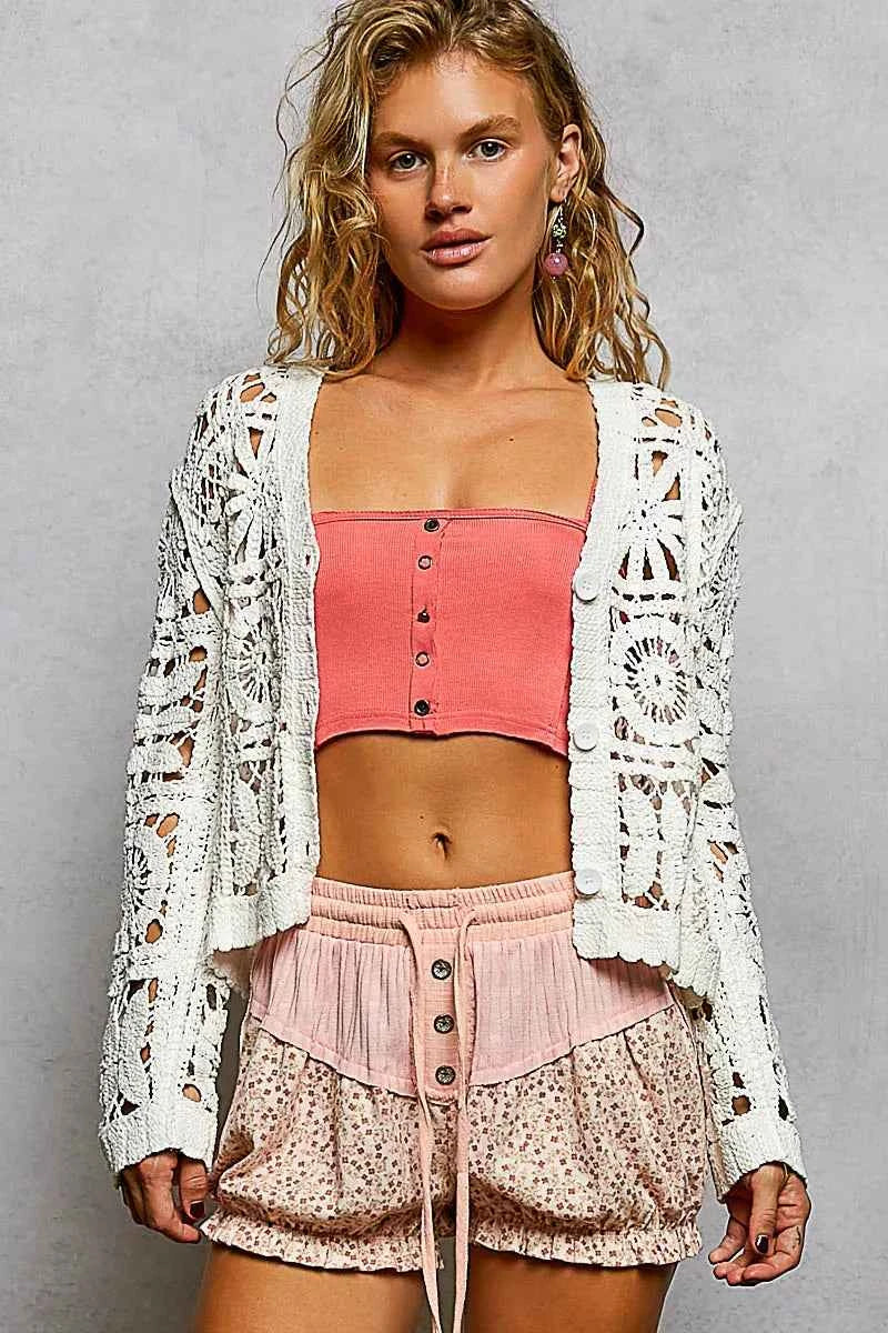 POL Button Down V-Neck Long Sleeve Cropped Crochet Cardigan 2397b85f-ae3f-482b-9cdd-3859101d2fdf-Max-Origin