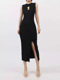 Slit Round Neck Sleeveless Dress Black One Size 23a09f11-ec49-4b0b-abda-11899e54a599-Max-Origin