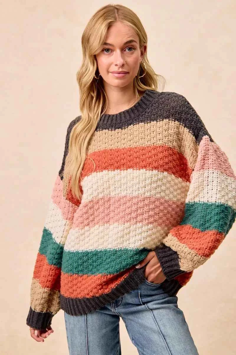 BiBi Stripes Color Block Chunky Sweater 23a14128cd084fb091ab99c6b0c02cb3-Max-Origin