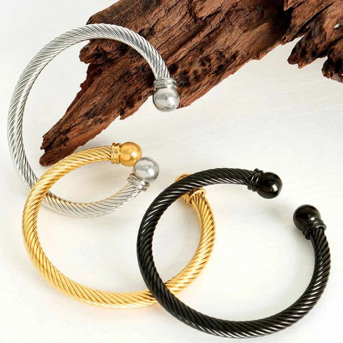 Stainless Steel Twisted Cable Cuff Bracelet 23c40b99-e5bd-4f7f-b618-d510fd541a35-Max-Origin