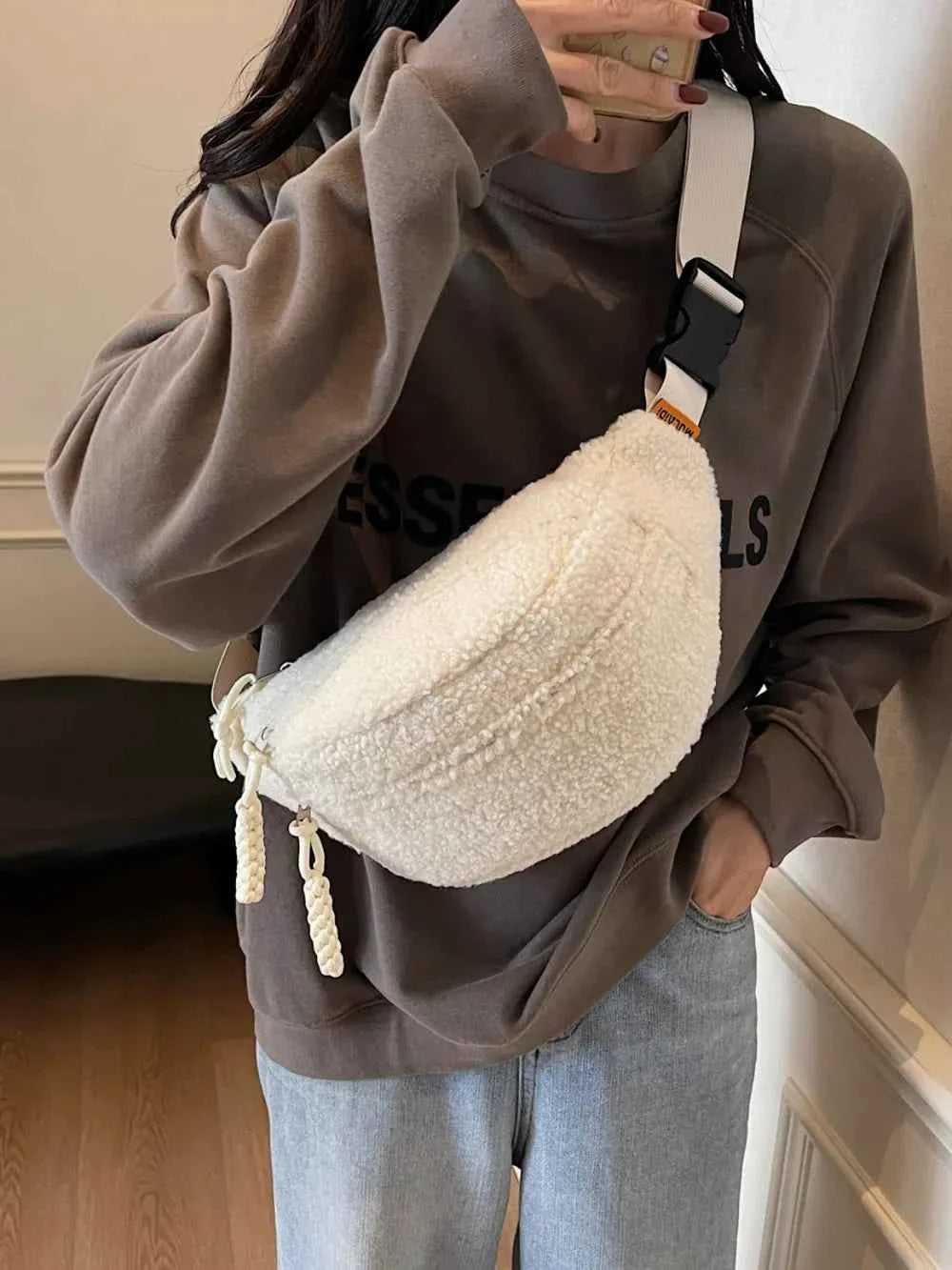 Sherpa Crossbody Bag with Adjustable Strap 23cb6843-757d-434a-9d5d-ee3a0a51f686-Max
