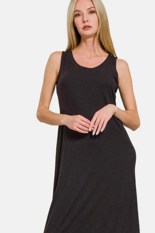 Zenana Scoop Neck Wide Strap Tank Dress 23d09e8c-a9fc-4694-98af-484e54bf5f46-Max