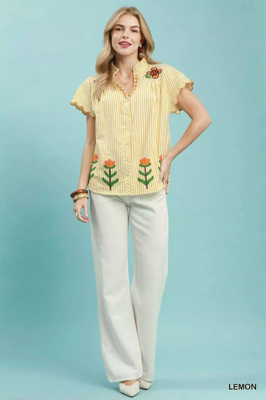 Embroidered Stripe Button Front Top 23e72b65-2229-4a22-84a5-2a5d8e46d10b-Max-Origin