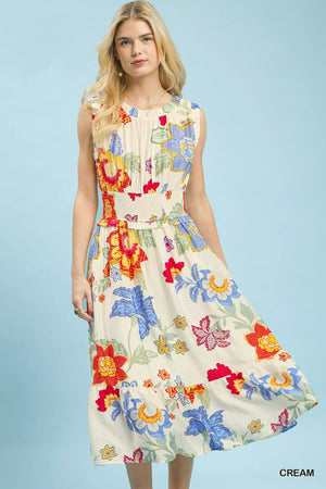 Floral Smocked Midi Dress CREAM 23e77ae3-a455-41aa-8cf6-9674e8c54db4-Max-Origin