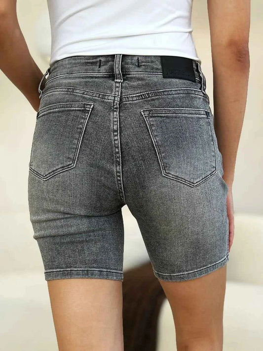 Full Size High Waist Washed Denim Shorts 23ea32ba-4c2f-458d-a115-2d052f771397-Max