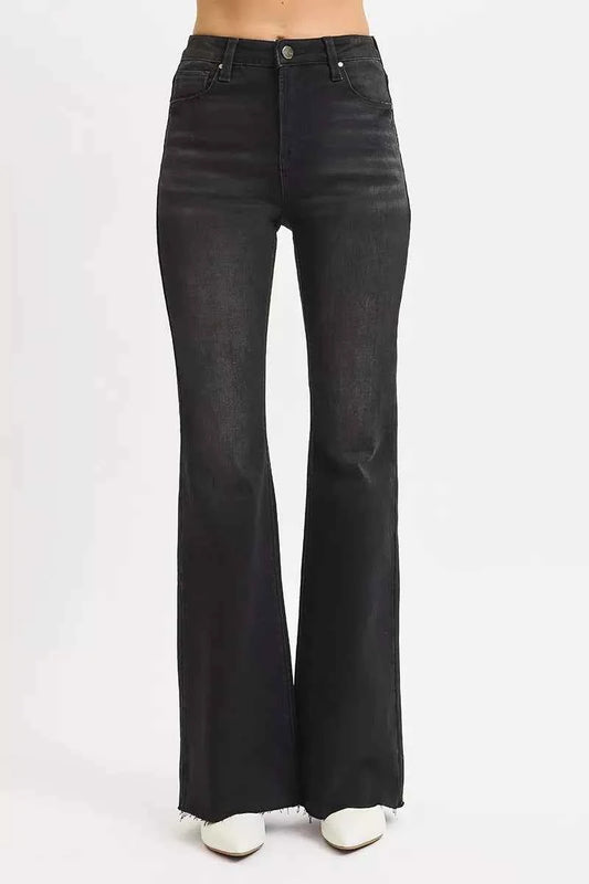 RISEN Full Size High Rise Flare Raw Cut Hem Jeans Plus Size 23eb7eae16a94edfa4dafbbccc9002b7-Max-Origin