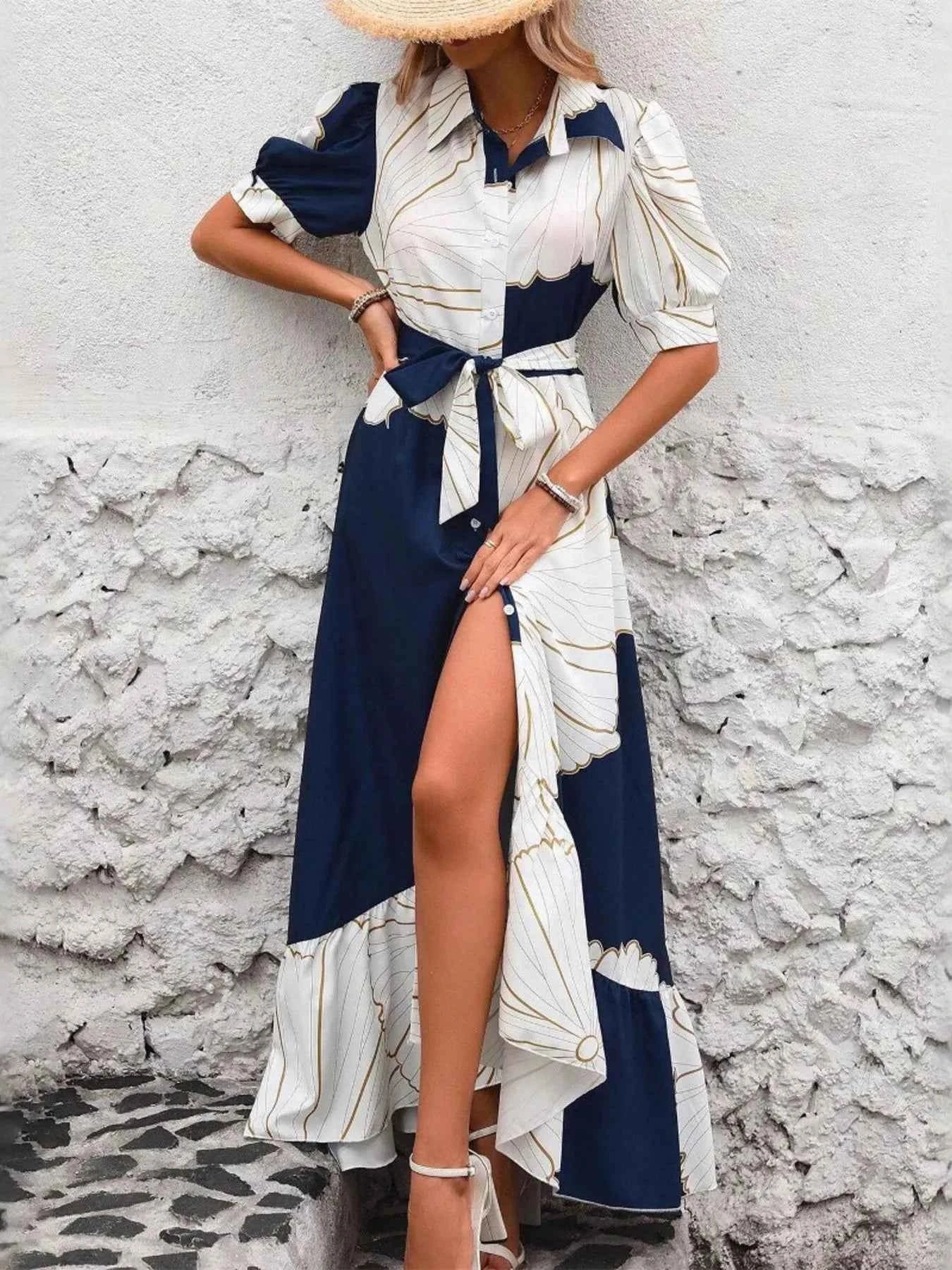 Printed Button Down Half Sleeve Maxi Shirt Dress 23ed8aa6-b358-49ec-a804-15bfd0fc638c-Max-Origin