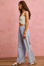 SO ME Wide Check Pants With Side Lace Trim And Piping 23ff5a7f501e42ca8708e67c448f21c1-Max-Origin