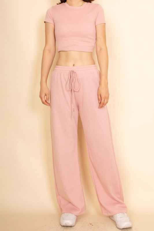 Relaxed Fit Top and Wide-Leg Pants Set Dusty Pink 24005515_04400641-dae4-4f77-8c51-b0c5b72359f0