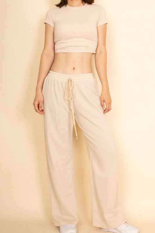 Relaxed Fit Top and Wide-Leg Pants Set Sand Beige 24005515_535a55e7-0b5e-4c76-8eb6-837e0194aa9c