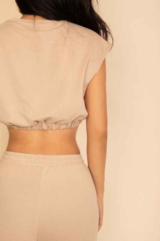 Elastic Hem Crop Top & Wide Leg Pants Set 24034687_16395477-c03a-4d8a-9b79-6bfe84d4f982