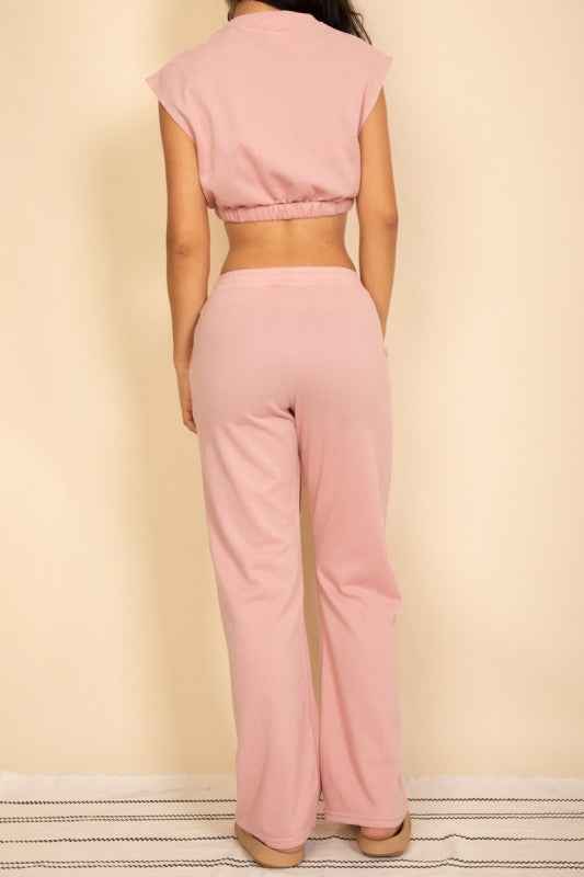 Elastic Hem Crop Top & Wide Leg Pants Set 24034687_27c2e4f8-5ace-4f19-9133-0a58d3a67b36