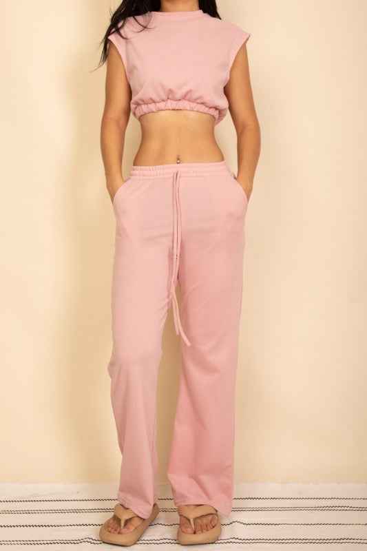 Elastic Hem Crop Top & Wide Leg Pants Set Dusty Pink 24034687_5550609f-2359-4872-a918-2b340f91a3bf