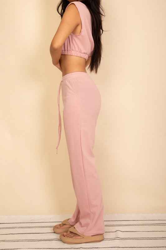 Elastic Hem Crop Top & Wide Leg Pants Set 24034687_72628810-2790-4bb6-ad37-5d3deeb5d535