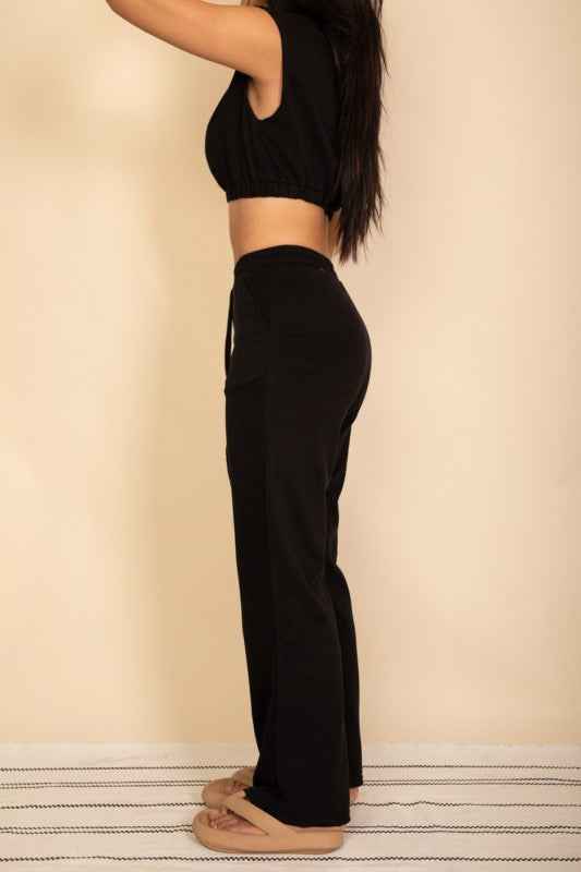 Elastic Hem Crop Top & Wide Leg Pants Set 24034687_7b9c3d27-0a66-4080-9d71-8df964442b77