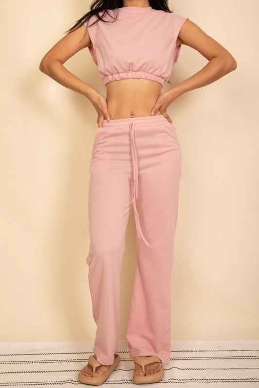 Elastic Hem Crop Top & Wide Leg Pants Set 24034687_cc633bb1-aaad-4a09-a40d-01c71ad8d806