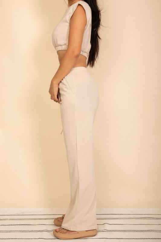 Elastic Hem Crop Top & Wide Leg Pants Set 24034687_d3271ee4-4a0d-46b4-87db-d81ac6bddf03