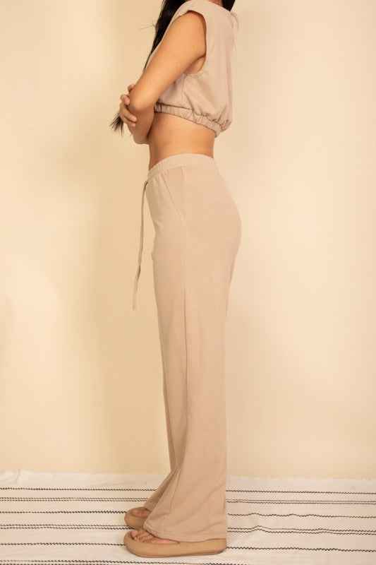 Elastic Hem Crop Top & Wide Leg Pants Set 24034687_d8a4b209-ead7-4d94-9653-da8a1ba13f5c