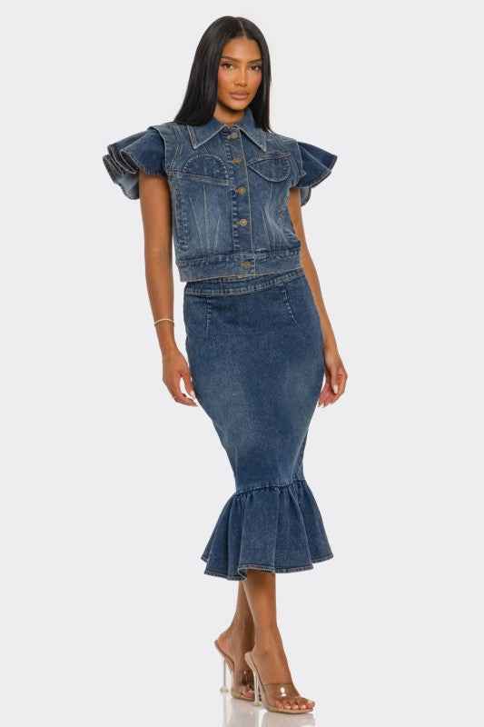 Ruffled Hem Denim Skirt Set 24037588_06d990f8-13a8-4e68-a7f5-9740576108c6
