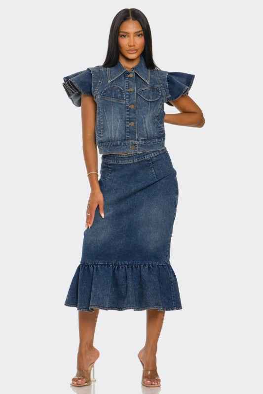 Ruffled Hem Denim Skirt Set 24037588_8e7ae796-60e2-42ce-a547-051f0d593764