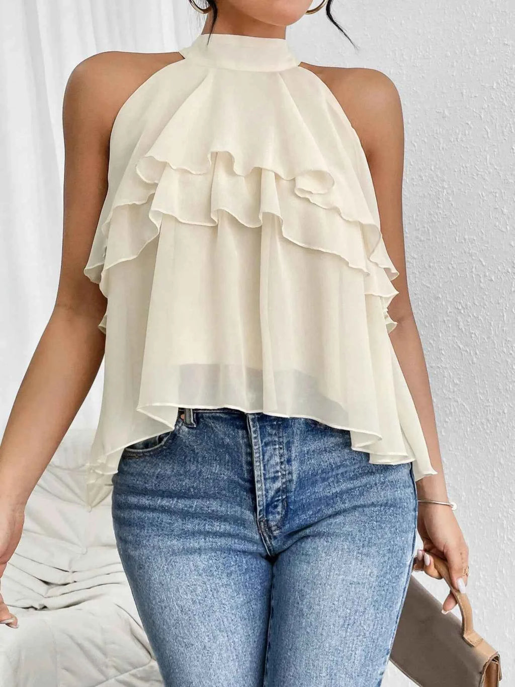 Ruffled Layered Sleeveless Top Apricot 240686e26d5a45fba7373f831d701247-Max-Origin