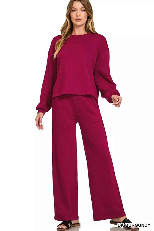 Zenana French Rib Pullover and Pants Set DK BURGUNDY 24070678262c41d3b98a9972489eaaa6-Max-Origin