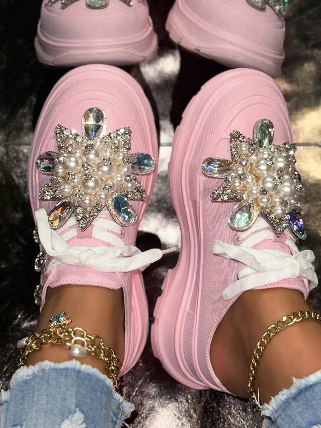 Pearl Embellished Platform Slip-Ons 240ed8dc9f894db8bbd8802562975463-Max-Origin
