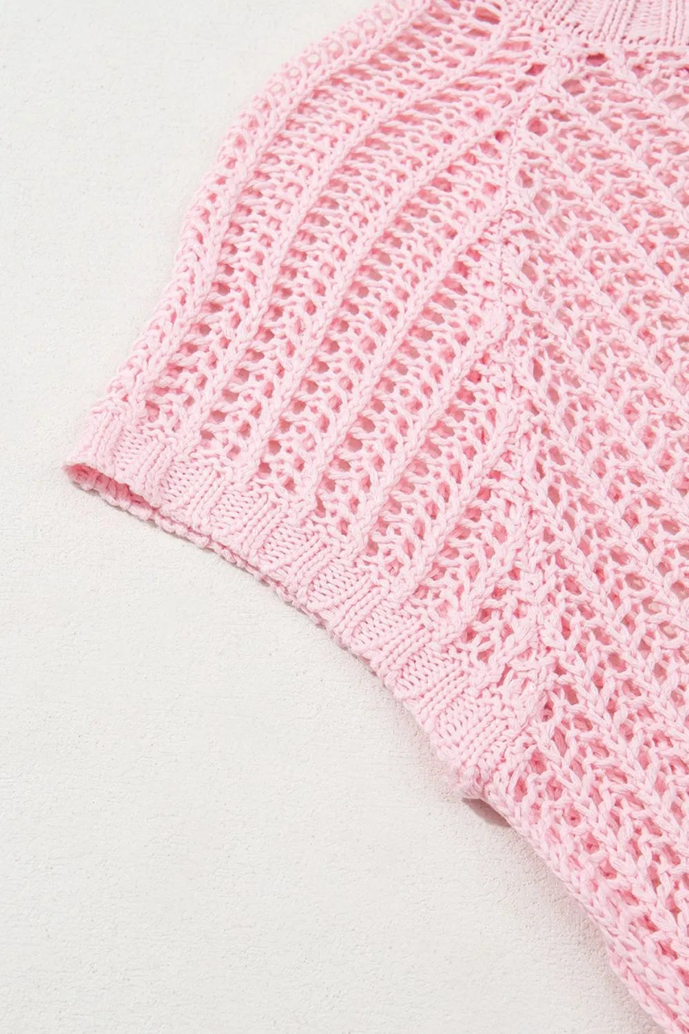 Hollow-out Crochet Side Tied Short Sleeve Knit Cover Up 2410b0b8-1fc4-48c3-8df2-ba7ec33e9833-Max-Origin