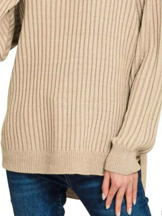 Curved Hem Two-Tone Ribbed Sweater 2410c9c7-6c40-47dd-a122-4c4099299863-Max-Origin