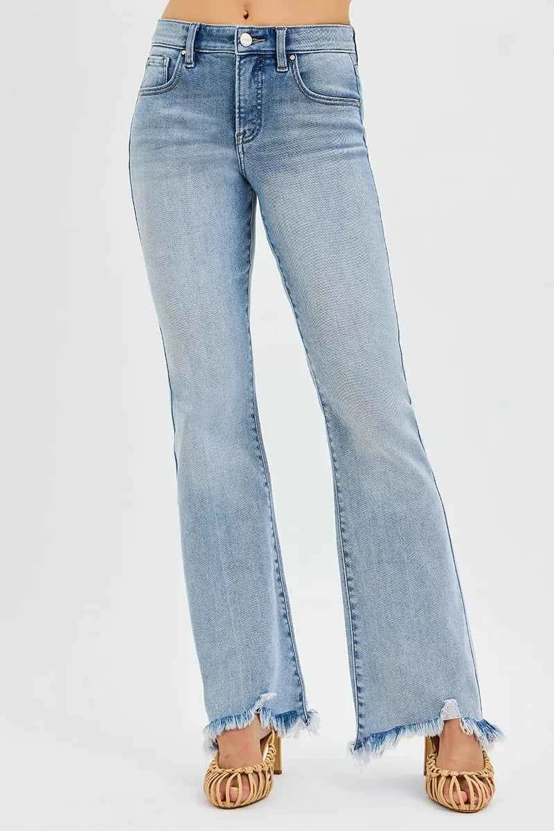 RISEN Full Size Tummy Control Mid Rise Flare Jeans with Fray Hem Detailed Plus Size 2411ac893bd74f2884859dedbee9602f-Max-Origin