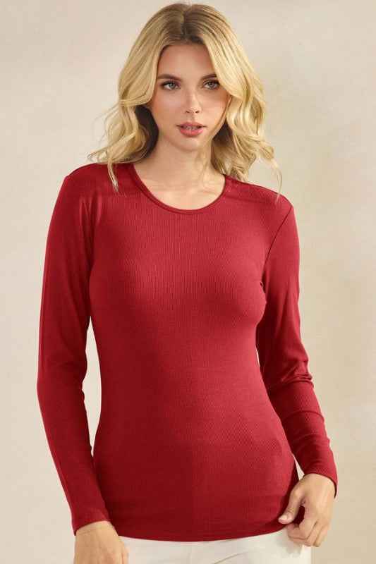 Pure Comfort Viscose Ribbed Long Sleeve Top Crimson XL 24121844_117e79a0-ce3c-43eb-83ab-7008078d4c9d