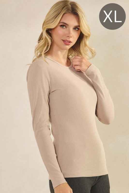 Pure Comfort Viscose Ribbed Long Sleeve Top Khaki XL 24121844_54dd41db-640b-4d76-a87d-c93aafb90359