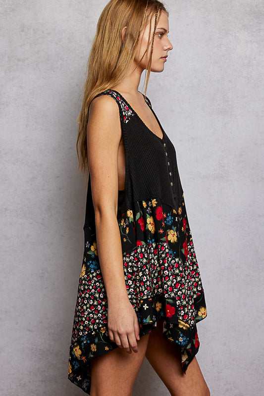 Round Neck Ribbed Tank with Woven Print Patch 2413c7f3-1692-4669-b9c4-7248cc4639e2-Max