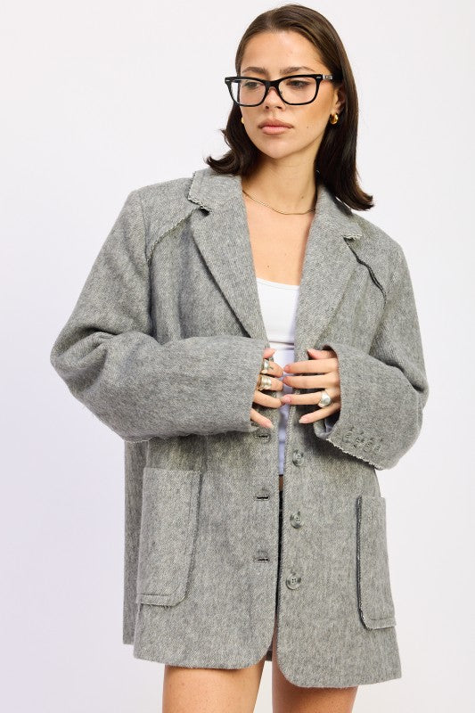 Oversized coat with pockets HEATHER GREY 24151974_f4eb5f0b-2cbf-4eeb-98b5-d177a172c81d