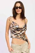 ASYMMETRICAL COWL NECK CAMI TOP brown rust mix 24174591_6d250ded-9c06-4467-8e8d-9ad44f97f552