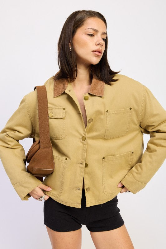 Combo chore jacket with pockets OLIVE KHAKI 24174659_fc969365-d0ca-43de-9dc6-78bb5ef5adf0