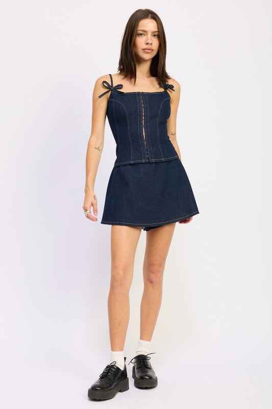 DENIM SKORT WITH ELASTIC WAISTBAND DARK DENIM 24174714_eb0cd424-aef0-4e18-a7d0-c4640211ba8a