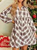 Boho Plaid Cotton Mix Button Down Dress one color M 24175734_352bbd75-f344-4e35-8060-3e60ed5af5ca