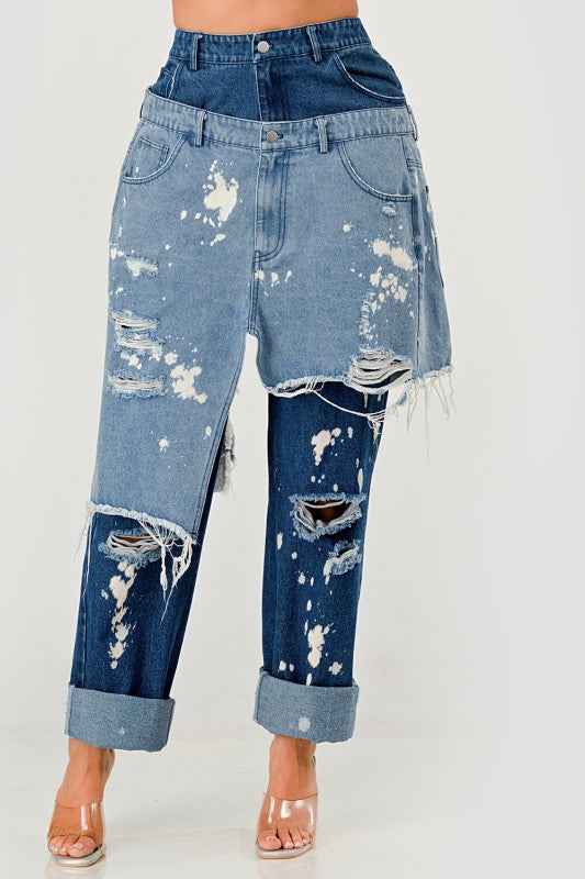 Double-Layer Destroyed Denim Pants 24218660_193b8a11-dca1-4059-a60b-c4f92e25c4cb