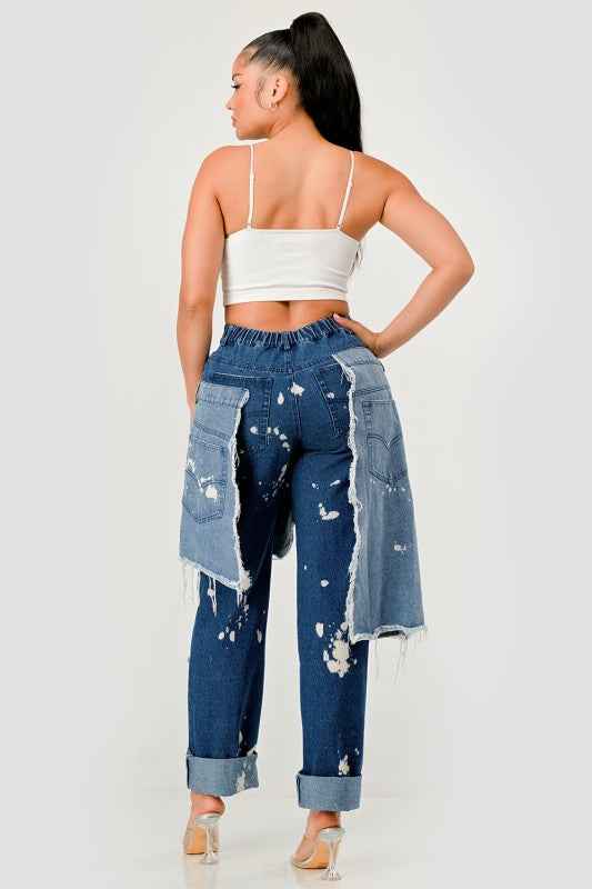 Double-Layer Destroyed Denim Pants 24218660_378357a5-60ce-4bb1-a363-59d0035571f2