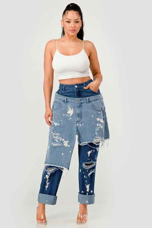 Double-Layer Destroyed Denim Pants 24218660_7773793f-71a7-4baa-afb3-2b8d2e5dccaa