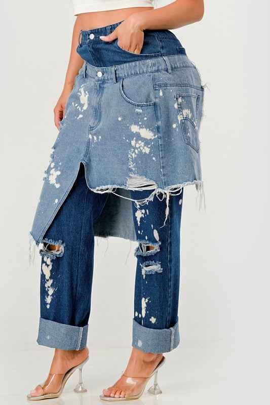 Double-Layer Destroyed Denim Pants 24218660_cfc99b02-5090-486d-8268-f1c2bc8f620f