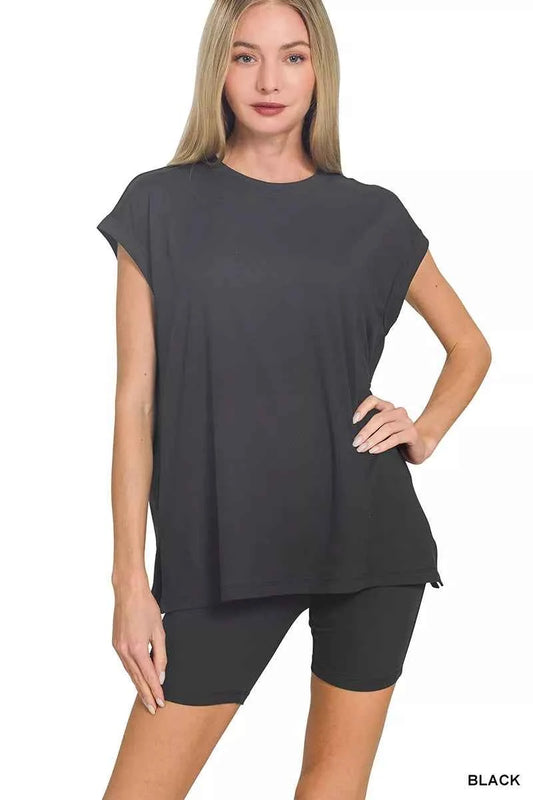 Zenana Brushed Dty Microfiber Top & Biker Shorts BLACK 2421a24682e84fe88f2e4ff8625d3d97-Max-Origin