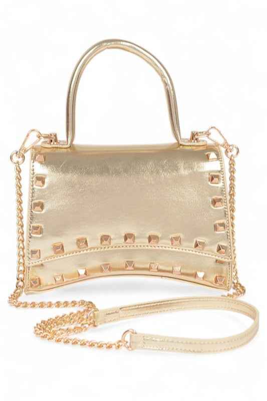 Metallic Faux Leather Studded Top Handle Swing Bag Gold O S 24260214_84aaa326-dae7-4d6e-8fd2-658a193916fa