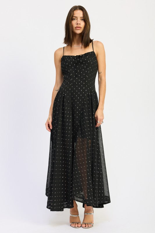 Spaghetti strap a line maxi dress BLACK 24268182_0a0adb78-c2e6-4bc2-8b18-17efc2c68f54