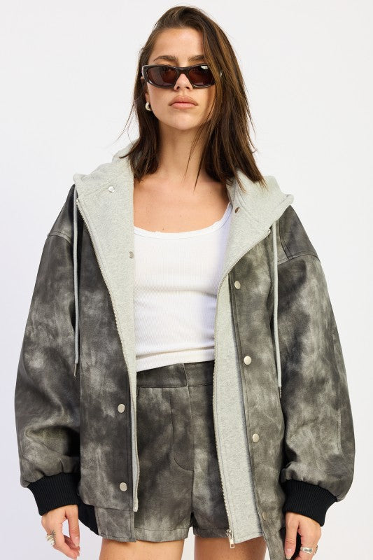 Leather mix media bomber jacket WASHED BLACK 24268185_3fd56829-281d-4add-9e02-7acf735d5ee4
