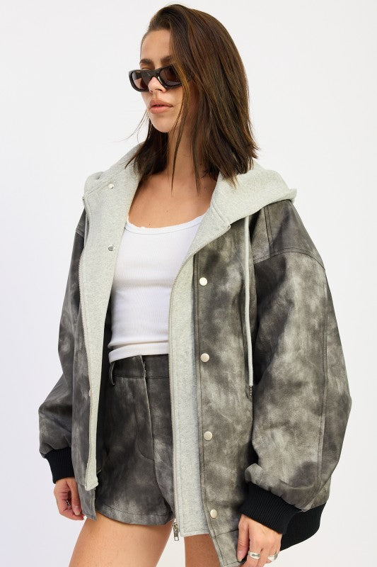 Leather mix media bomber jacket 24268185_c8285249-9255-4638-9eec-5bc6e418c3c3