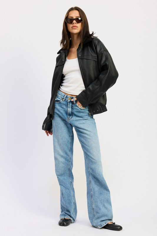 Shearling collar vegan leather jacket 24268860_b84ded43-35ae-4ceb-a865-6ab352cf60bc