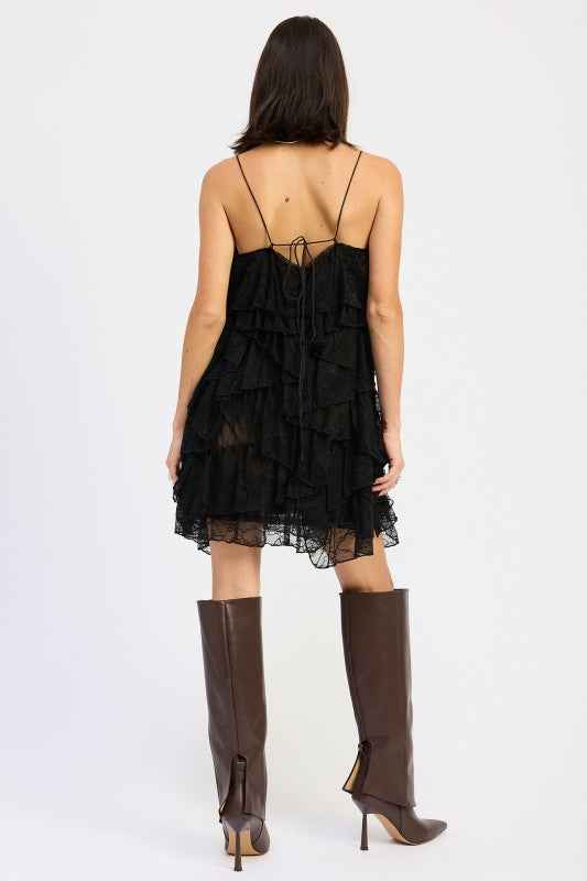 LACE RUFFLE MINI DRESS WITH SPAGHETTI STRAPS 24268925_00dc7eb6-d496-46f8-8c03-edf96613ec53