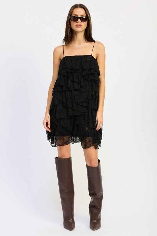 LACE RUFFLE MINI DRESS WITH SPAGHETTI STRAPS BLACK 24268925_a62aba95-de3f-49c9-97eb-23e32af5c136
